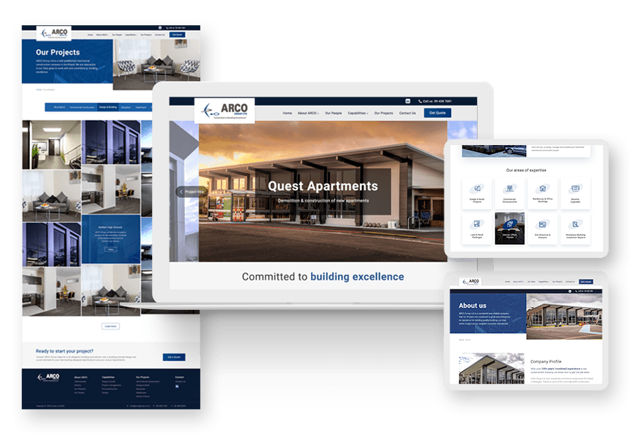 Www.booldanismo created the website for construction company ARCO to present their services